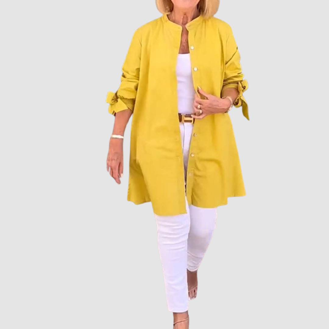 Kris™ Effen Kleur Casual Lange Mouwen Shirt
