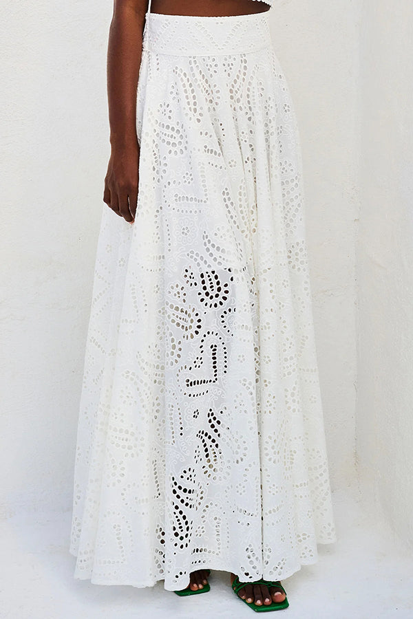 Larissa™ Geborduurd Top & Hoge Taille Maxi Rok Set