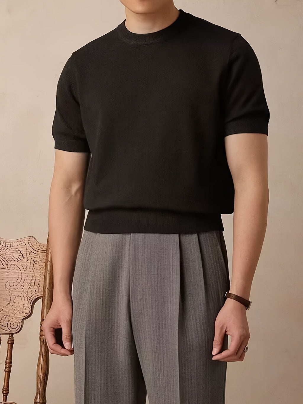 Emerson | Verfijnde Crew-Neck Korte Mouw Top