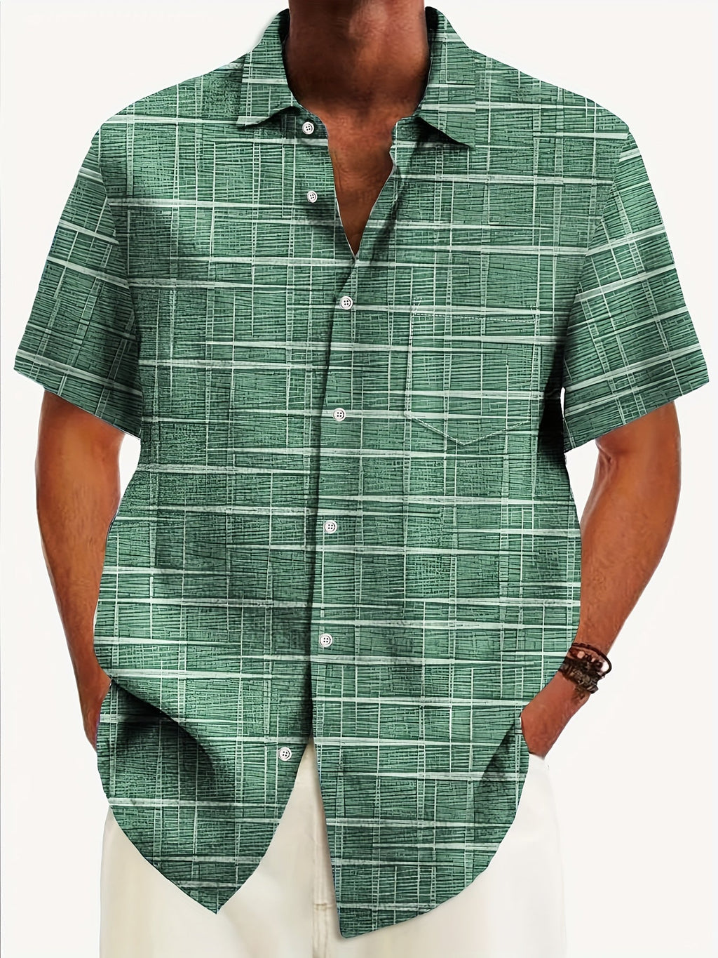 Weston | Textured Grid Korte Mouwen Shirt