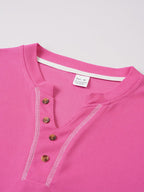 Maxwell | Getextureerde Knop-Hals T-shirt