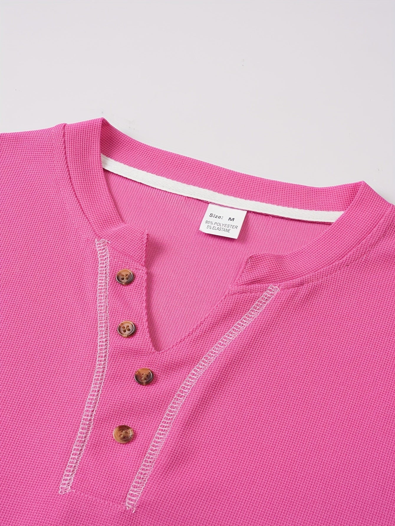 Maxwell | Getextureerde Knop-Hals T-shirt