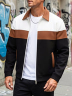 Caleb | Kleurblok Zip-Up Jas