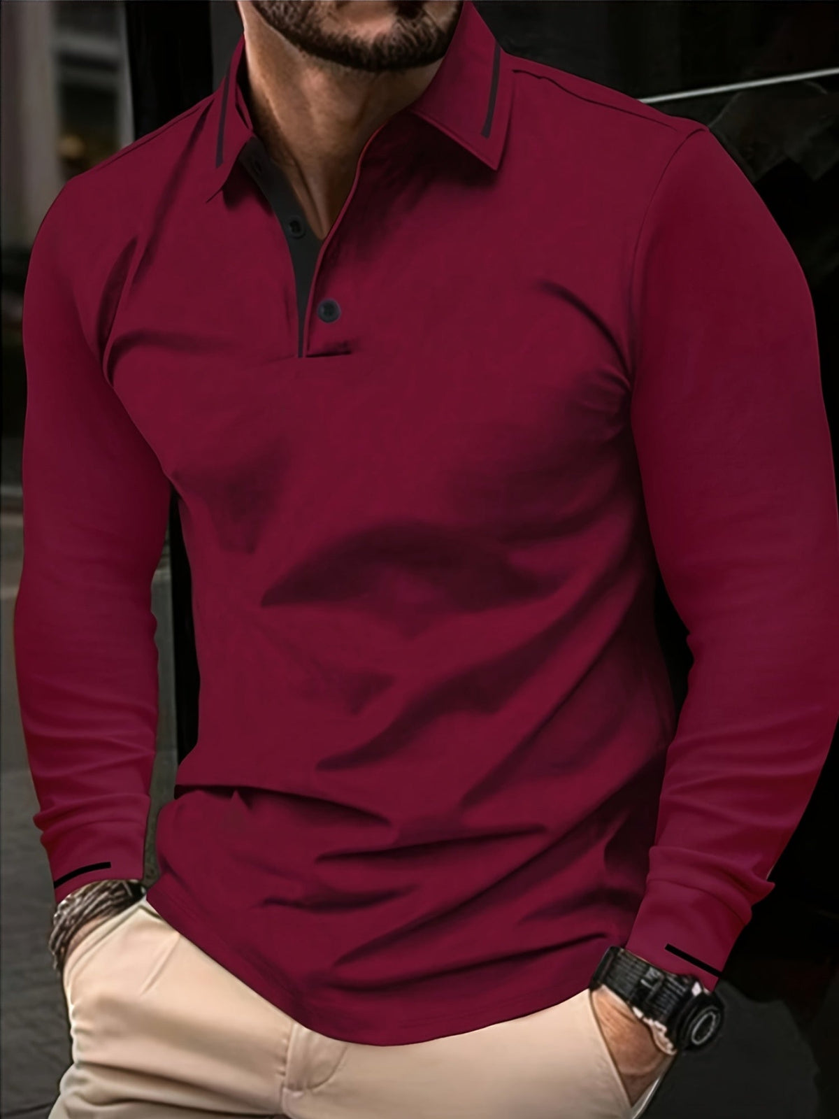 Emerson | Verfijnde Lange Mouwen Polo Shirt
