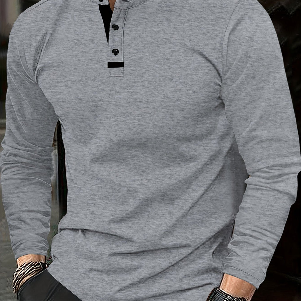 Gareth | Verfijnde Lange Mouwen Henley Shirt