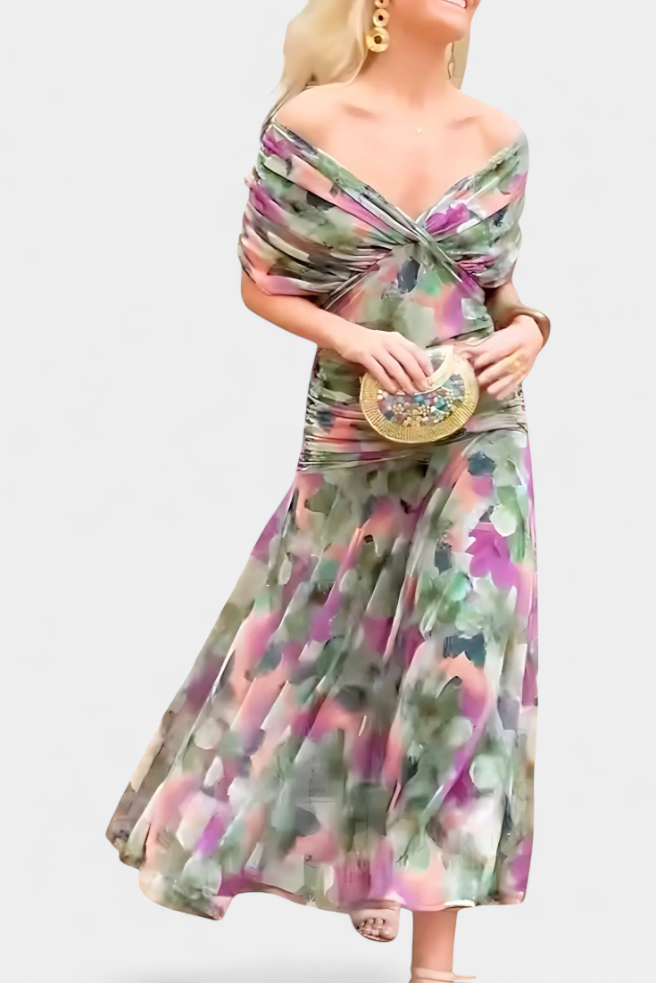 PENELOPE | LANGE FLORAL V-HALS JURK