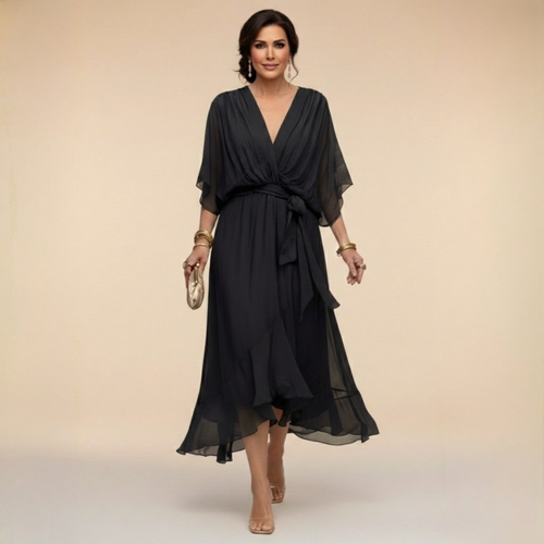 Abigail | Elegante Chiffon V-Hals Jurk
