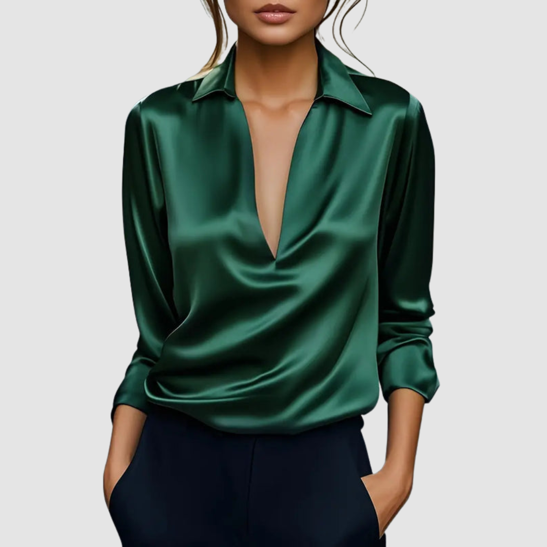 Astrid™ Elegante Satijnen Blouse