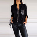 VERITY | SHIRT MET PAILLETTENAFWERKING EN KNOPEN