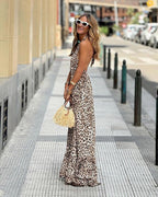 ROWENA | LEOPARD PRINT HALTERNECK BACKLESS MAXI JURK
