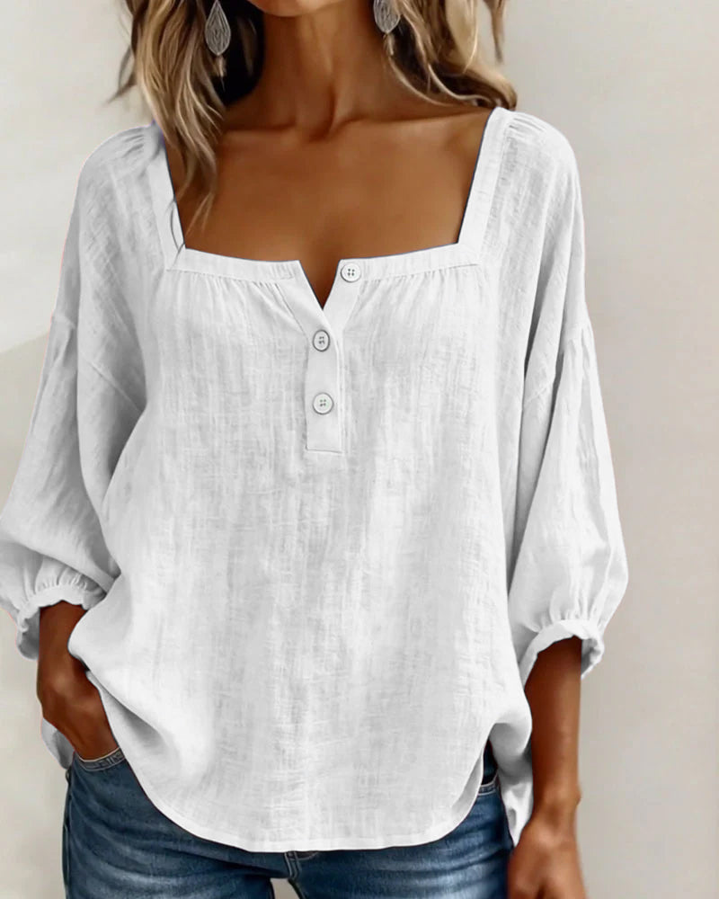 Florence | Ontspannen Blouse met Vierkante Hals