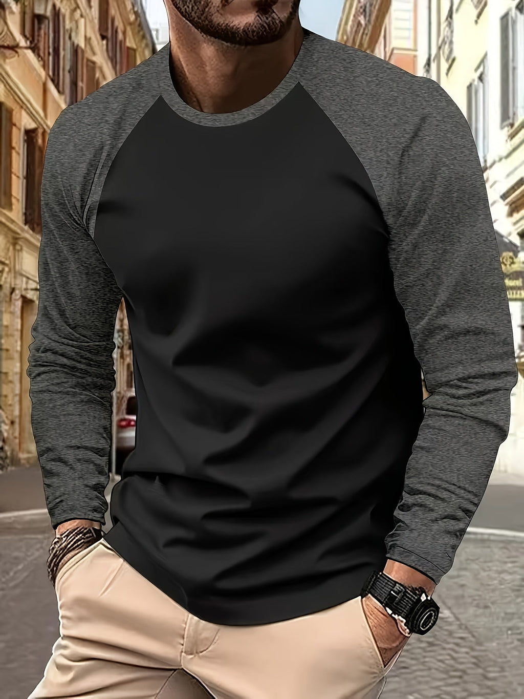 Roman | Twee-Tone Raglan Lange Mouwen Top