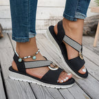 Skylar | Lage sandalen met metalen gesp