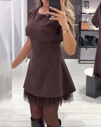 CHRISTEL | SPARKLE TULLE HEM MINI DRESS