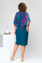 LEONORA | GEPRINTE CAPE OVERLAY GESCHOREN MIDI JURK