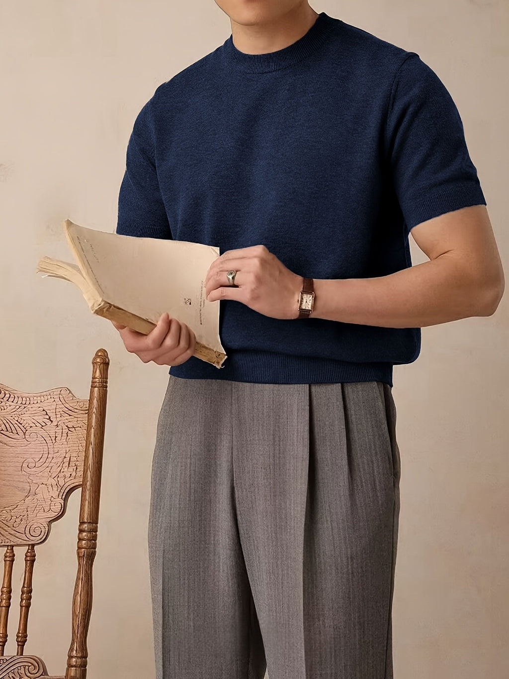 Emerson | Verfijnde Crew-Neck Korte Mouw Top