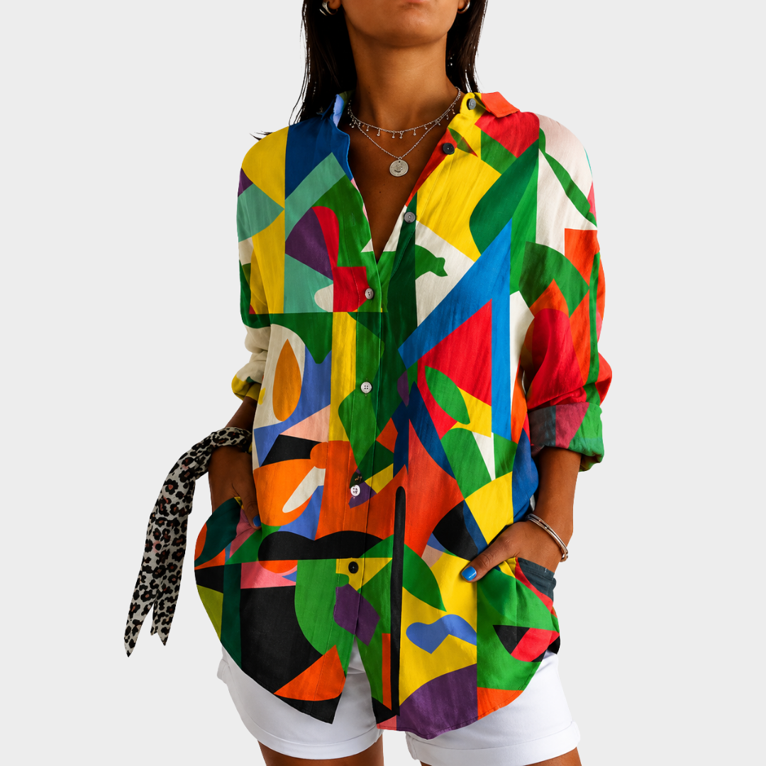 HARPER | KLEURSPATTER KUNST BLOUSE