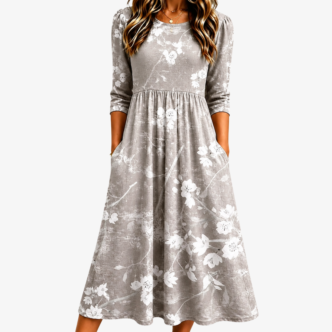 VIOLET | ZILVER BLOSSOM GRACE POCKET MIDI JURK