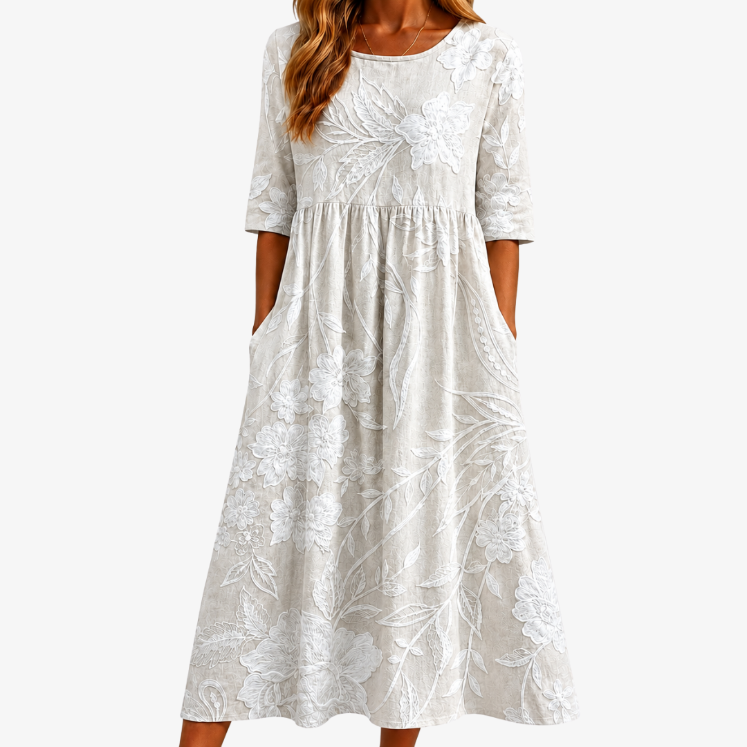 GEORGIA | WHISPERING GARDEN ELEGANTE POCKET MIDI JURK