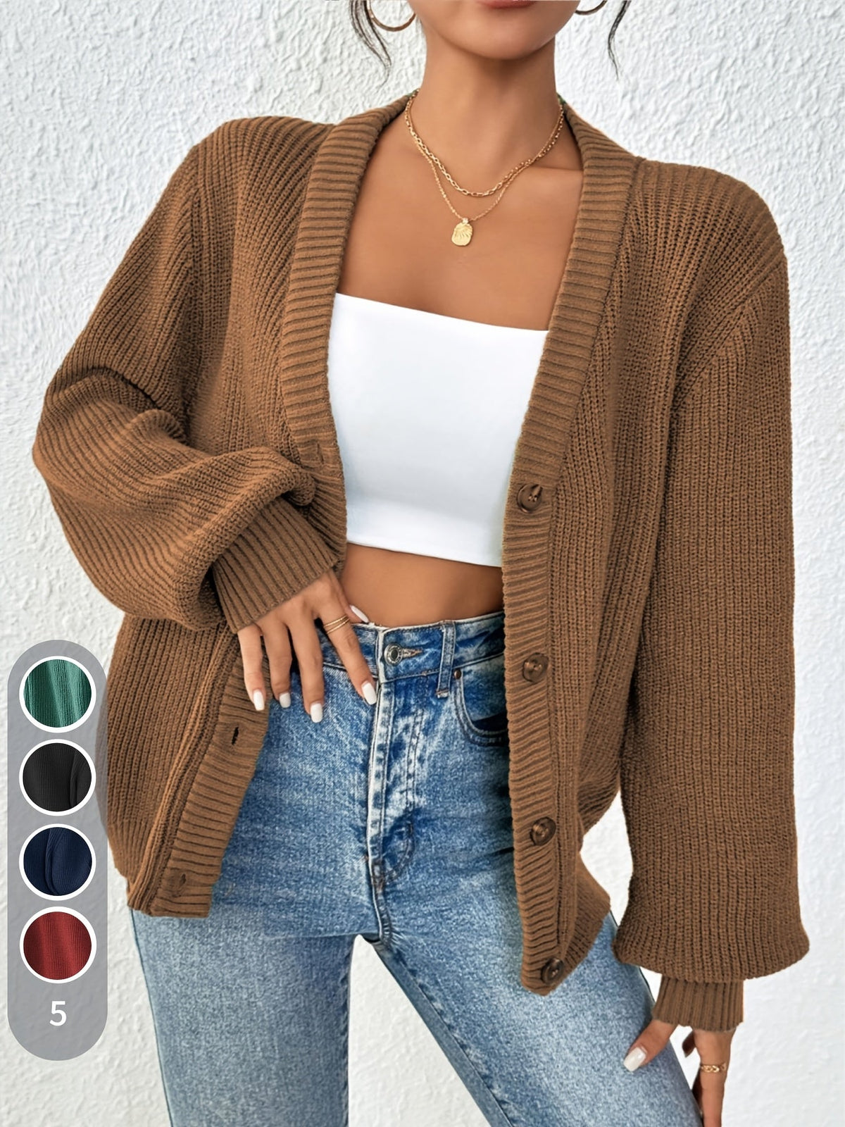Winifred | Ontspannen Knopen-Voorkant Cardigan