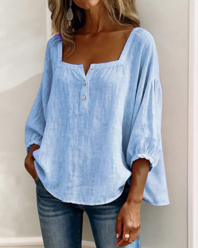 Florence | Ontspannen Blouse met Vierkante Hals
