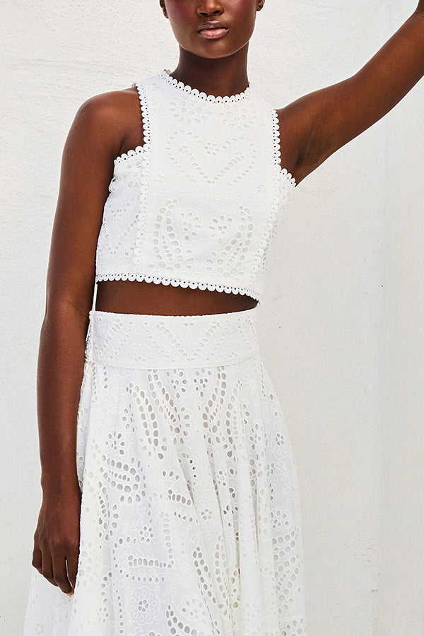 Larissa™ Geborduurd Top & Hoge Taille Maxi Rok Set
