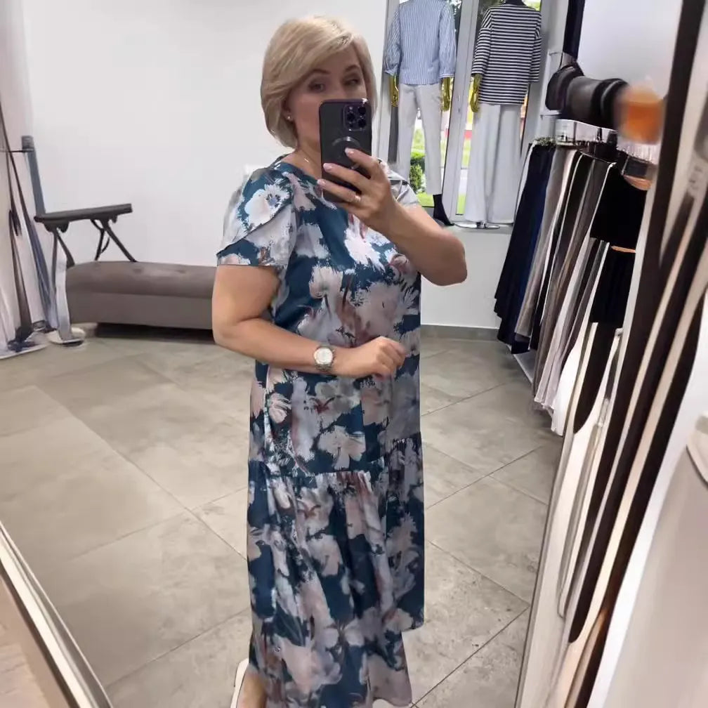 EVANGELINE | FLODALE MAXI JURK MET LAAGJES
