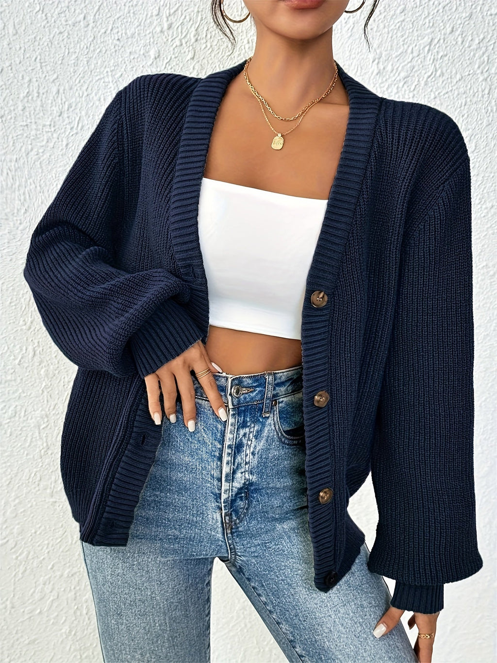 Winifred | Ontspannen Knopen-Voorkant Cardigan