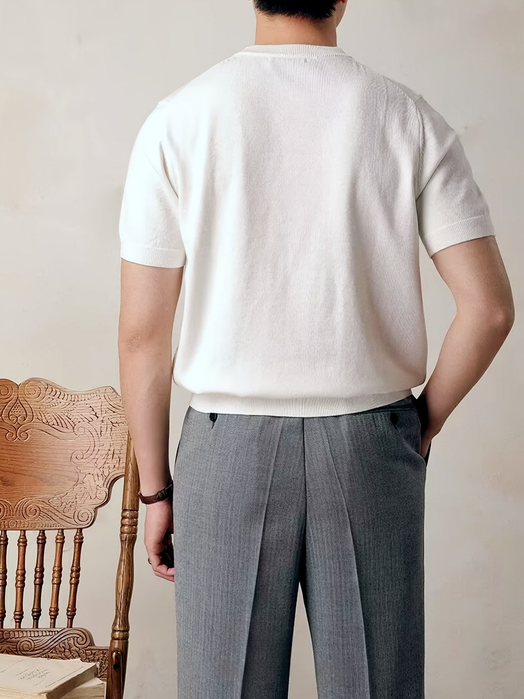 Emerson | Verfijnde Crew-Neck Korte Mouw Top
