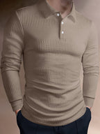 Maxwell | Textured Long Sleeve Polo Shirt
