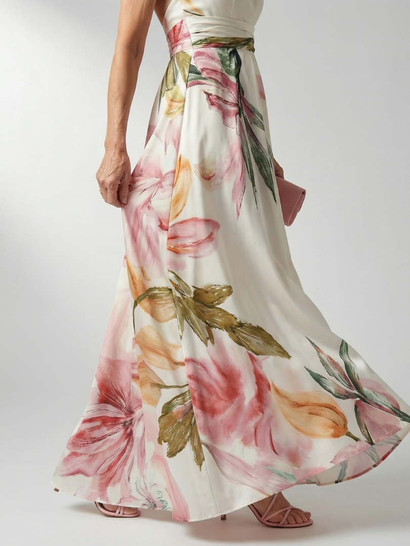 Amiel™ Licht Bloemen Maxi Jurk