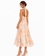 ROSE | HALTERNECK JURK MET AQUARELPRINT