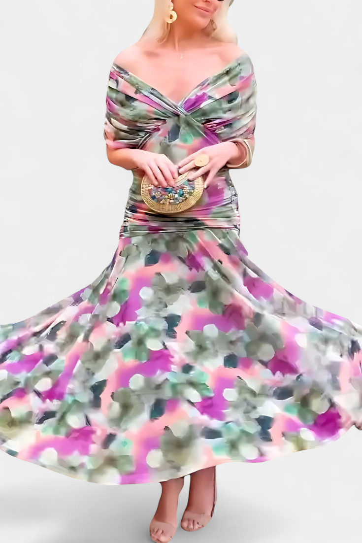 PENELOPE | LANGE FLORAL V-HALS JURK
