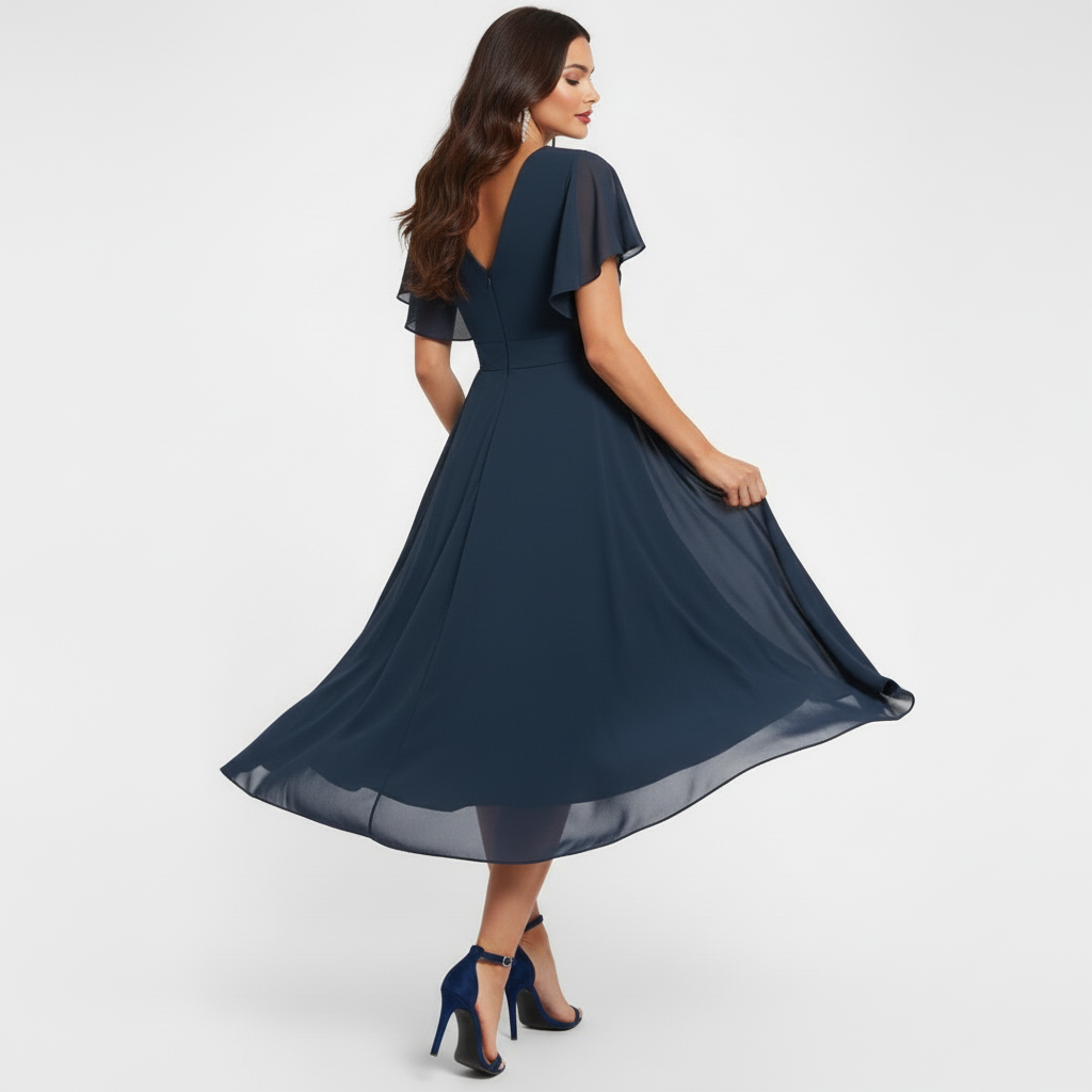 Clarissa™ Vloeiende V-Hals Maxi Jurk