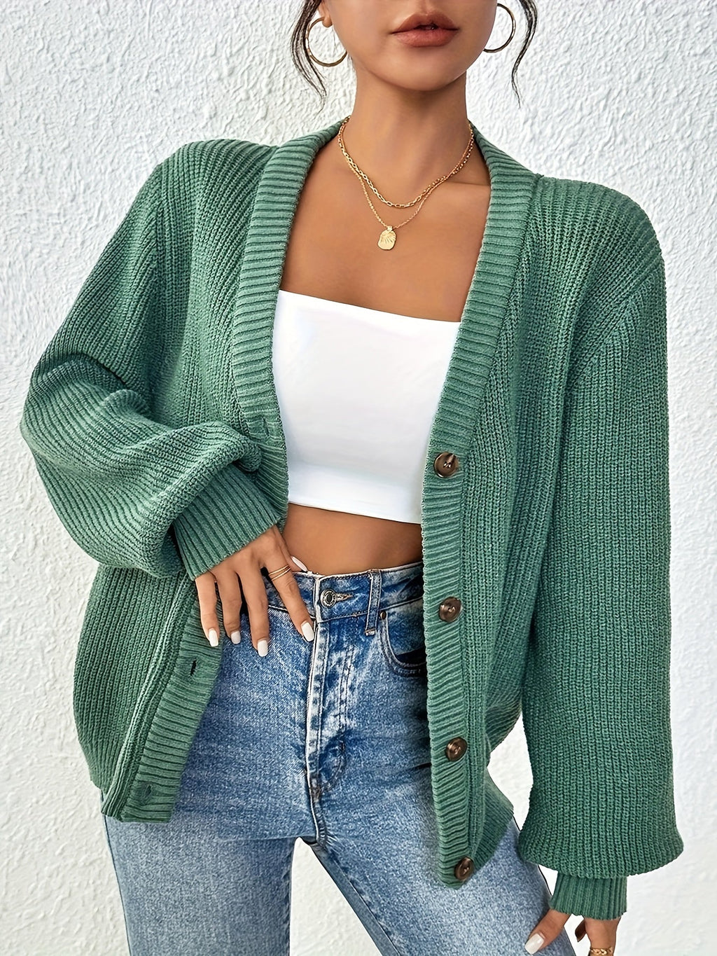Winifred | Ontspannen Knopen-Voorkant Cardigan