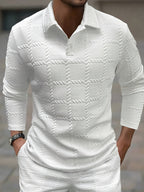 Calvin | Textured Long-Sleeve Polo Shirt