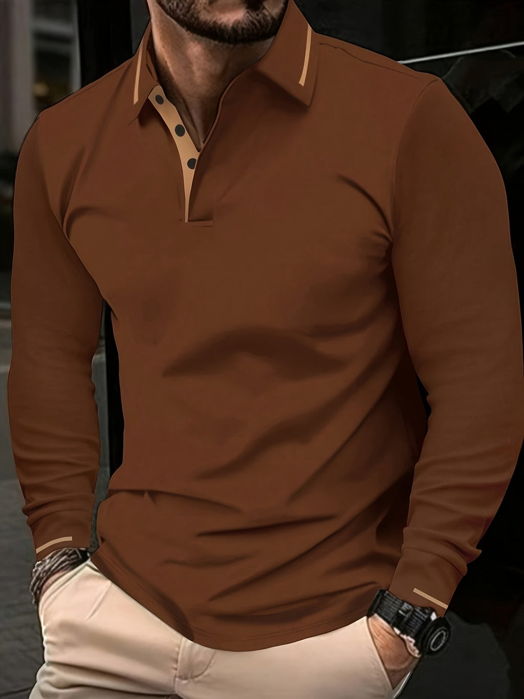 Emerson | Verfijnde Lange Mouwen Polo Shirt