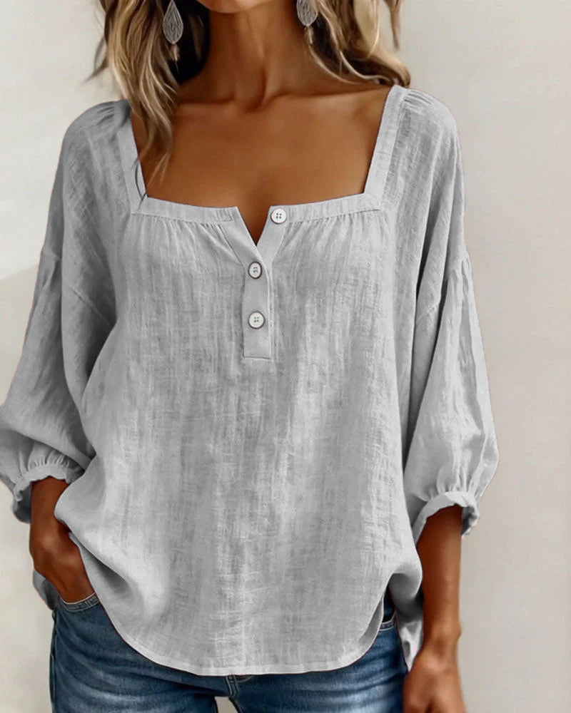 Florence | Ontspannen Blouse met Vierkante Hals