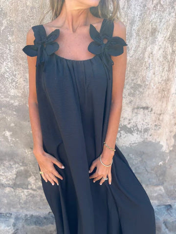 SYBIL | BOW STRAP U-NECK MAXI JURK