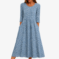 ISLA | BLAUWE MADELIEFJES TUIN POCKET MAXI JURK
