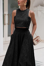 Larissa™ Geborduurd Top & Hoge Taille Maxi Rok Set