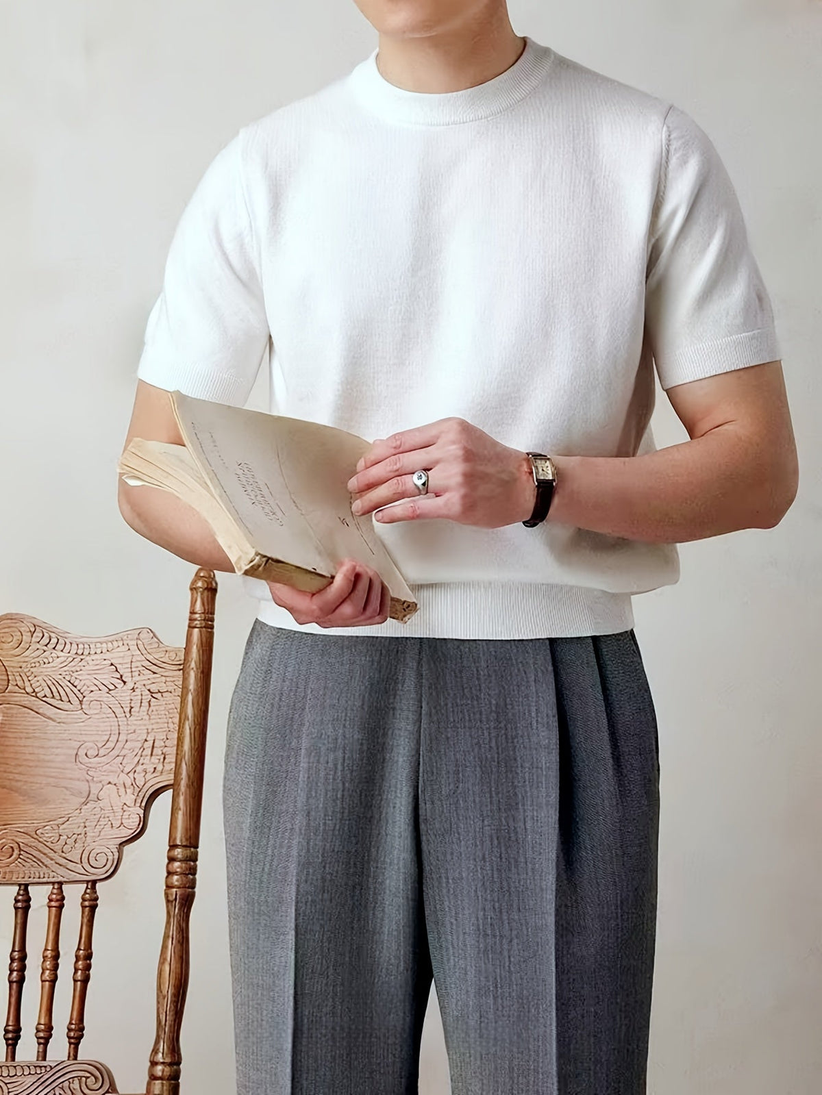 Emerson | Verfijnde Crew-Neck Korte Mouw Top