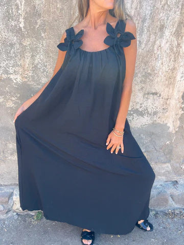SYBIL | BOW STRAP U-NECK MAXI JURK