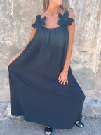 SYBIL | BOW STRAP U-NECK MAXI JURK