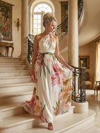 Amiel™ Licht Bloemen Maxi Jurk