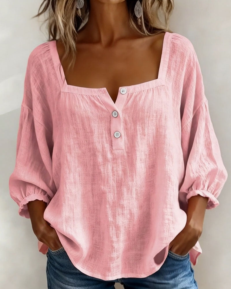 Florence | Ontspannen Blouse met Vierkante Hals