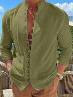 Grant | Ontspannen Staande Kraag Shirt