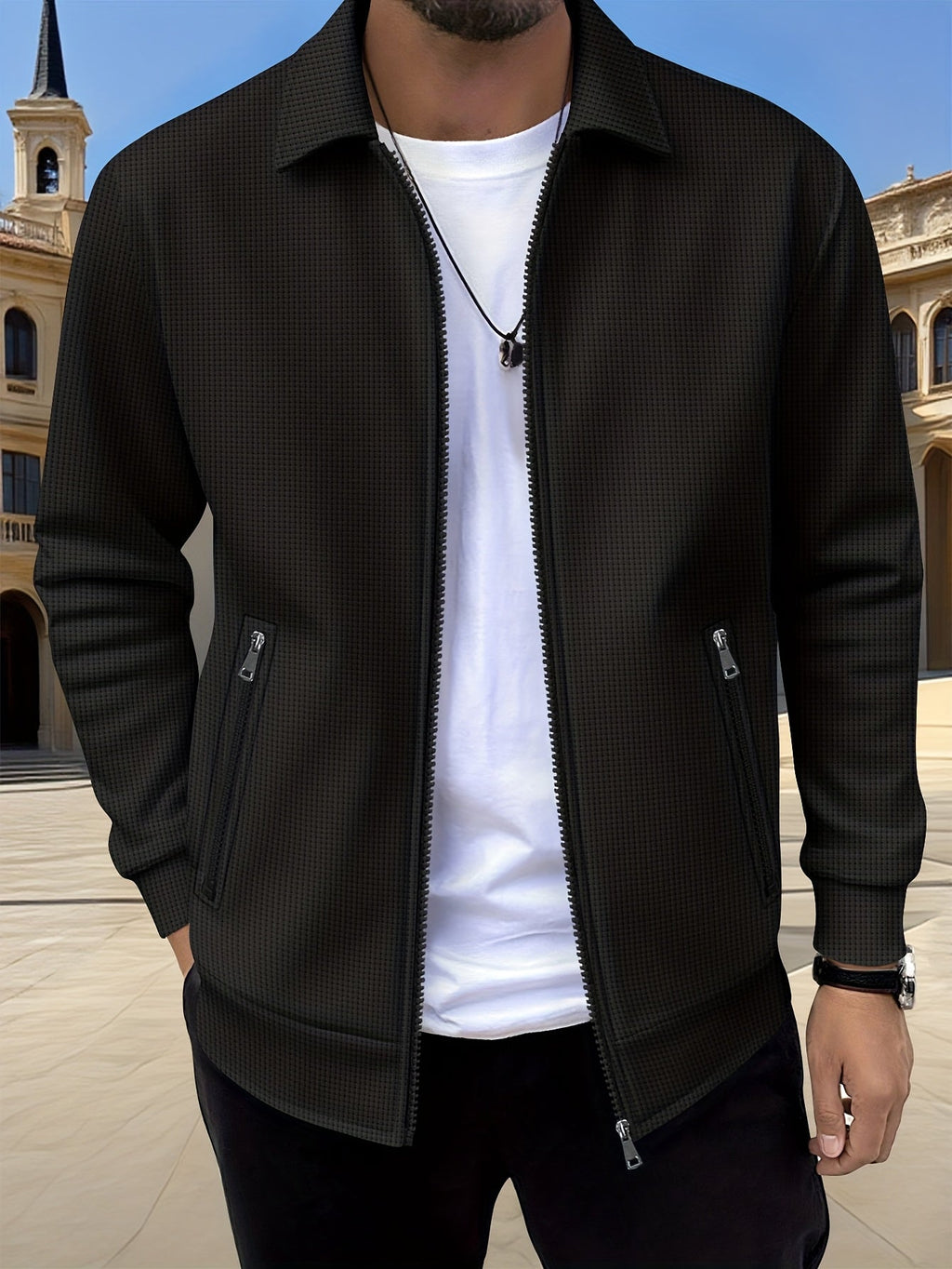 Charles | Textured Full-Zip Jacket