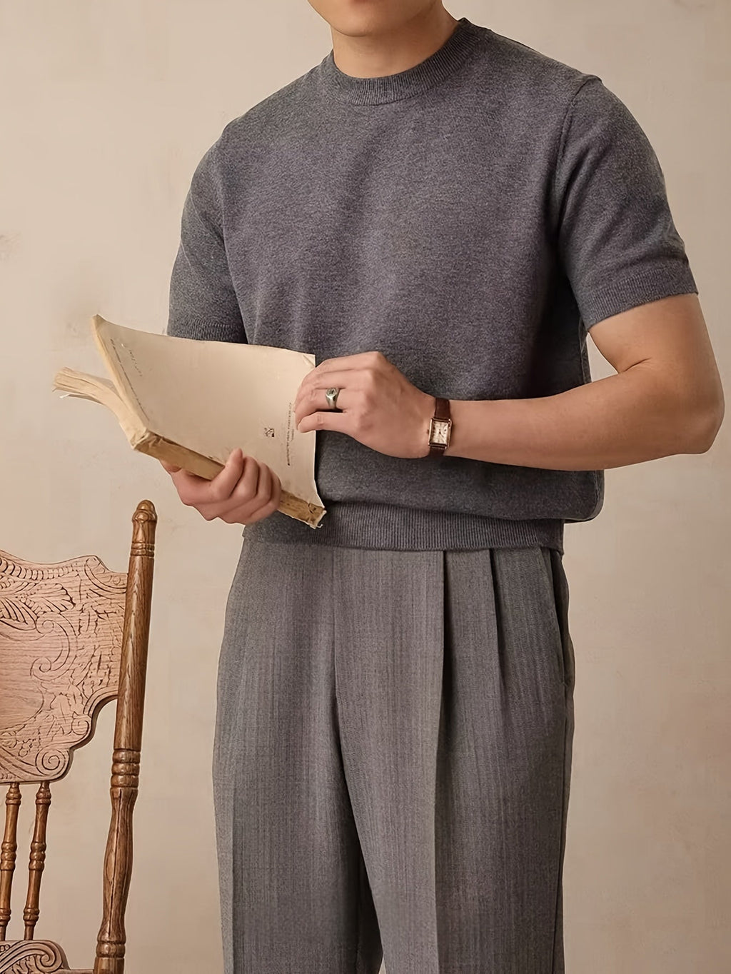 Emerson | Verfijnde Crew-Neck Korte Mouw Top