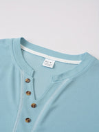 Maxwell | Getextureerde Knop-Hals T-shirt